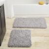 2 Piece Bathroom Rug Set - 32x21 Inch and 24x17 Inch Memory Foam Bath Mats with Chenille Shag Top for Stylish Bathroom Decor - Machine Washable Bath Rugs Set of 2 by Lavish Home (Gray) view 1