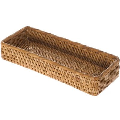 La Jolla Elongated Rattan Vanity Tray (Honey-Brown)