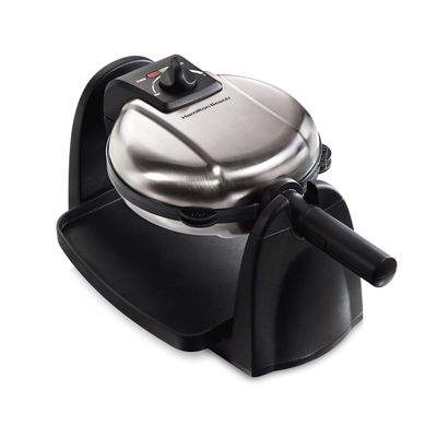 Hamilton Beach Flip Belgian Waffle Maker with Non-Stick Removable Plates, Browning Control, Drip Tray, Stainless Steel (26030)