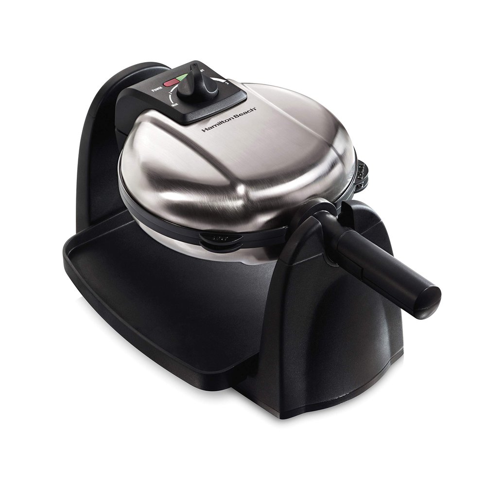 Hamilton Beach Flip Belgian Waffle Maker with Non-Stick Removable Plates, Browning Control, Drip Tray, Stainless Steel (26030)