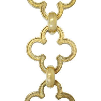 RCH Hardware Decorative Polished Solid Brass Chain for Hanging, Lighting - Cross Clover Design Unwelded Links (1 Foot)