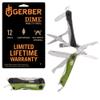 Gerber Dime 12-in-1 Mini Multitool Pliers, Pocket Knife,Bottle Opener,Green view 1