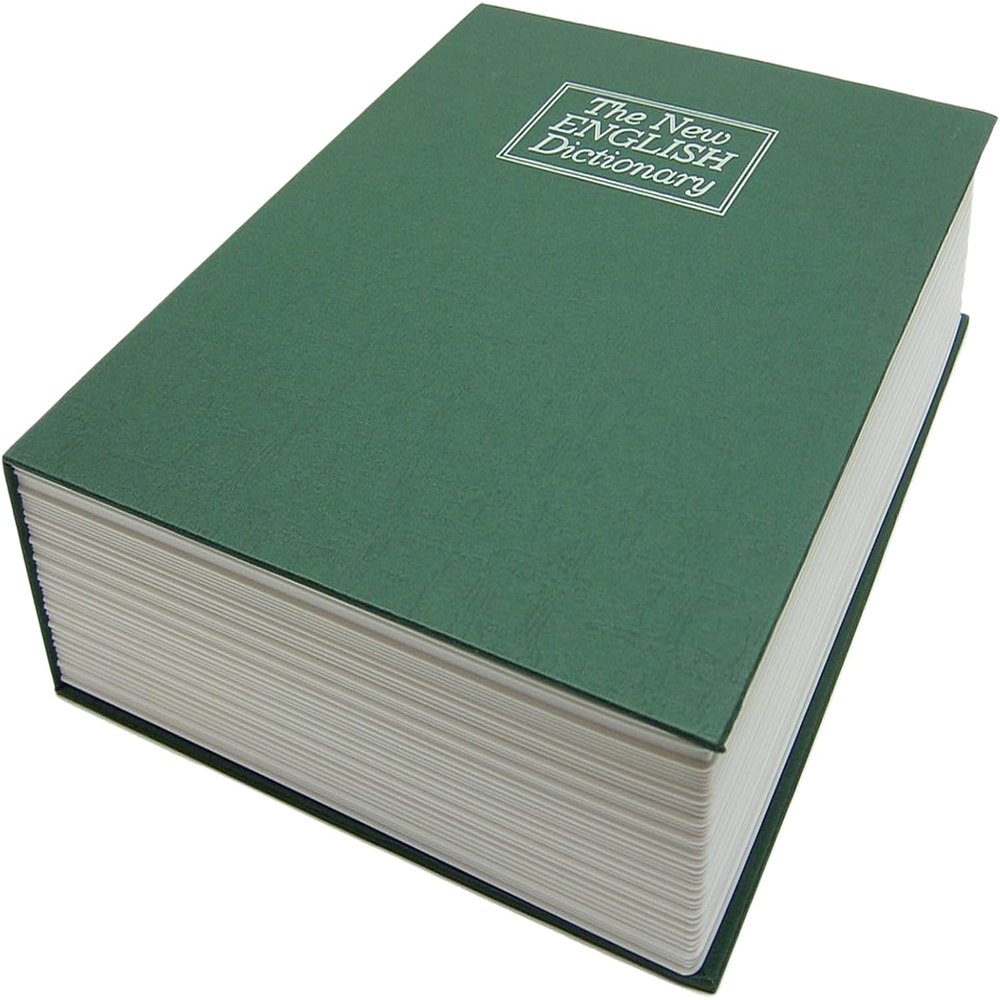 BlueDot Trading Dictionary Diversion Safe with Lock and (2) Keys Secret Book Safe with Faux Pages for Hidden Cash, Jewelry, Passports, or Other Valuables, Small, Green
