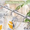 Amazer Shower Curtain Hooks Rings, Rust-Resistant Stainless Steel Double Shower Curtain Hooks, Shower Hooks for Shower Curtain and Liner Bathroom, Set of 12, Chrome view 4