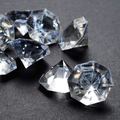 2 Pounds of 25 Carat Clear Acrylic Diamonds - Big Diamonds for Table Centerpiece Decorations, Wedding Decorations, Bridal Shower Decorations
