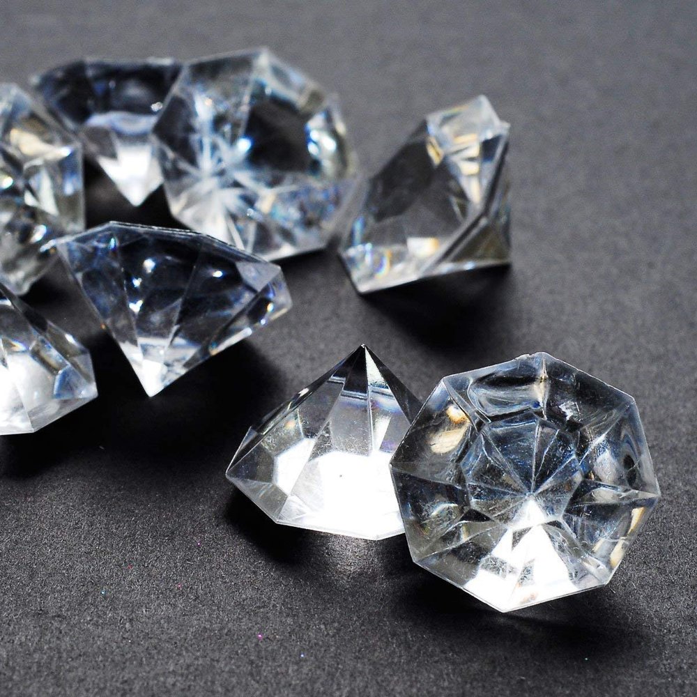 2 Pounds of 25 Carat Clear Acrylic Diamonds - Big Diamonds for Table Centerpiece Decorations, Wedding Decorations, Bridal Shower Decorations