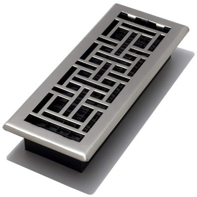 Decor Grates AJH412-NKL Oriental Floor Register, 4x12 Inches, Brushed Nickel