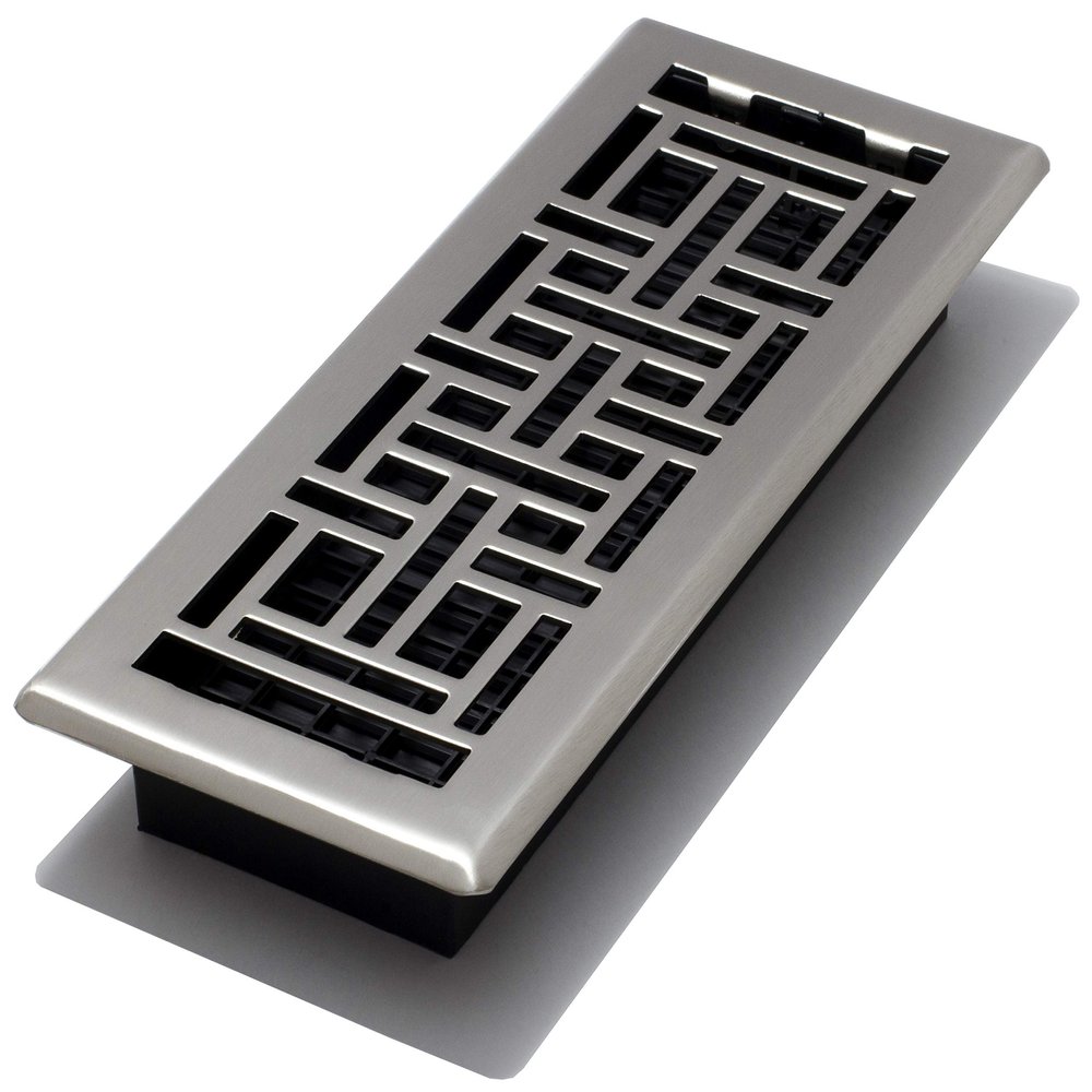 Decor Grates AJH412-NKL Oriental Floor Register, 4x12 Inches, Brushed Nickel
