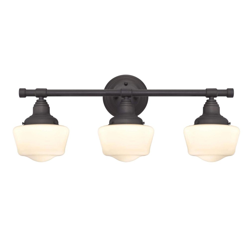 Westinghouse 6342100 Scholar Three-Light Indoor Wall Fixture, Oil Rubbed Bronze Finish with White Opal Glass , Oil-rubbed Bronze
