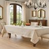 Fennco Styles Handmade Hemstitch Design Natural Tablecloth. One Piece (60" Square) view 2