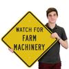 SmartSign "Watch for Farm Machinery" Sign | 24" x 24" Aluminum, Made in USA view 2