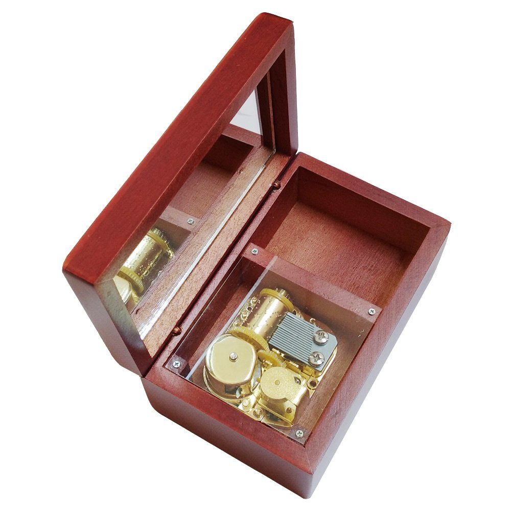 Chunge 18 Note Antique Wind-Up Wooden Musical Box with Gold-Plating Movement,Blue Danube Music Box