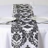 BalsaCircle Flocking Taffeta Table Top Damask Runners, 12" L x 108" W, Black view 2