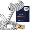 HammerHead Showers Solid Metal Handheld Shower Head with Hose and Brass Holder - CHROME - 2.5 GPM High Pressure Shower Heads with Adjustable Shower Wand Bracket - 6ft Flexible Extension view 1