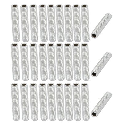 uxcell Lamp Pipe Nipple, M6 Thread 30mm Length Hollow Lamps Repair Part Hardware for Lamp Lights, Zinc Plated Silver Tone, Pack of 30