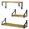 Love-KANKEI Floating Shelves Wall Mounted Set of 3, Rustic Wood Wall Storage Shelves for Bedroom, Living Room, Bathroom, Kitchen, Office and More Carbonized Black view 1