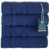 Qute Home 4-Piece Bath Towels Set, 100% Turkish Cotton Premium Quality Towels for Bathroom, Quick Dry Soft and Absorbent Turkish Towel, Set Includes 4 Bath Towels (Navy Blue) view 1