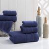 Qute Home 4-Piece Bath Towels Set, 100% Turkish Cotton Premium Quality Towels for Bathroom, Quick Dry Soft and Absorbent Turkish Towel, Set Includes 4 Bath Towels (Navy Blue) view 3