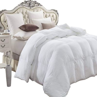 Luxurious California King Size, 1200 Thread Count Goose Down Alternative Comforter Solid White, 100% Egyptian Cotton, 750FP, 50Oz