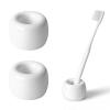 AirMoon Mini Ceramic Toothbrush Holder for Bathroom - White Small Countertop Organizer, Easy Clean Toothbrush Stand, Suit for Electric Toothbrush Head, Pens & Coffee Spoon, Pack of 2 view 1