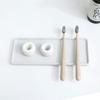 AirMoon Mini Ceramic Toothbrush Holder for Bathroom - White Small Countertop Organizer, Easy Clean Toothbrush Stand, Suit for Electric Toothbrush Head, Pens & Coffee Spoon, Pack of 2 view 2
