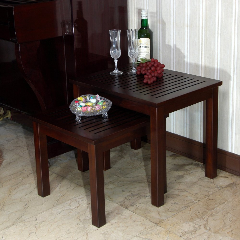 D-Art Collection Nesting Table (Set of 2 pcs) - in Mahogany Wood