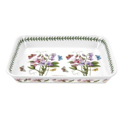 Portmeirion Botanic Garden Lasagna Dish (15"x11") - Sweet Pea Motif, Porcelain Bakeware with Chip-Resistant Glaze - Oven, Microwave, Freezer, Dishwasher Safe for Everyday Use