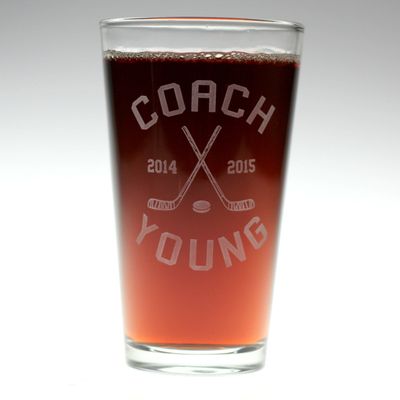 Personalized Engraved Hockey Coach Themed Pint Glass | Hockey Team Gifts