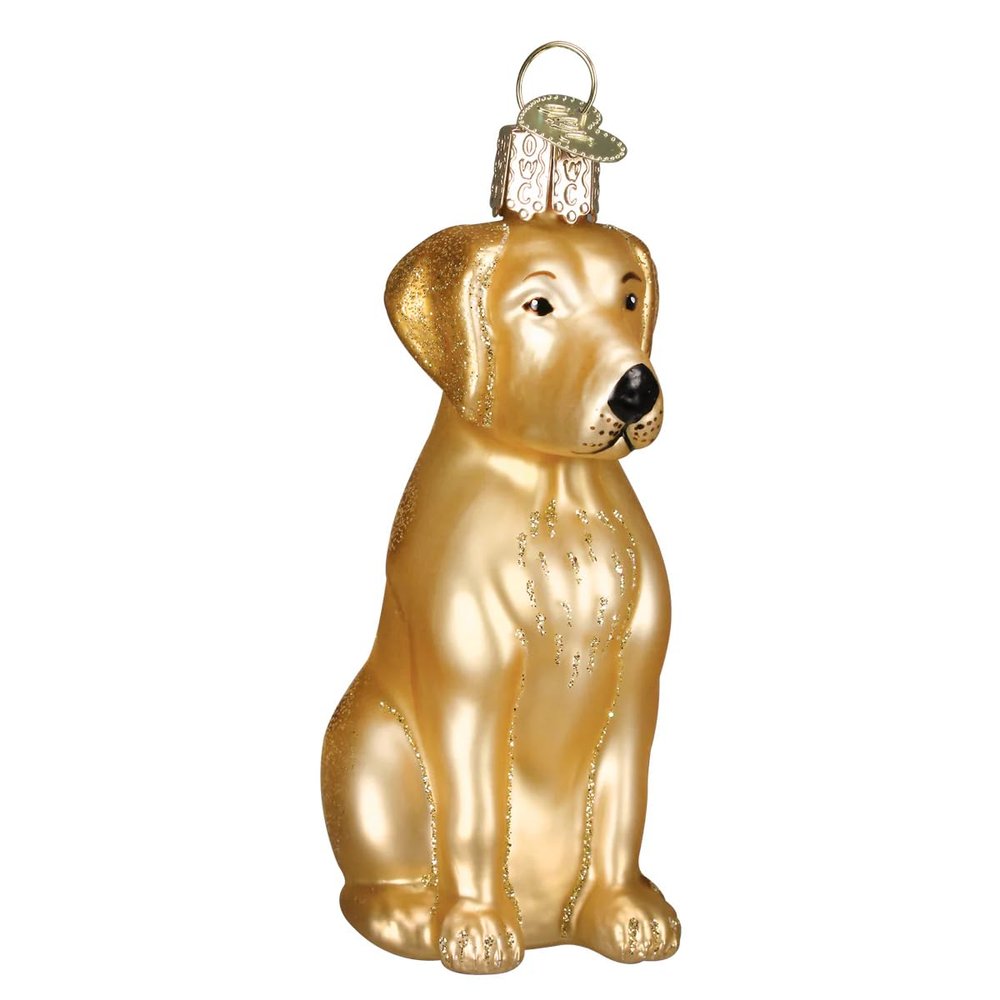 Old World Christmas Yellow Labrador Glass Blown Ornament for Christmas Tree, Handcrafted Holiday Decoration, Dog Collection