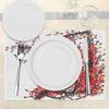 Ambesonne Japanese Place Mats Set of 4, Cherry Blossom Sakura Branch Brushstrokes Image Print, Washable Fabric Placemats for Dining Table, Standard Size, Brown Red view 3