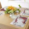 Ambesonne Japanese Place Mats Set of 4, Cherry Blossom Sakura Branch Brushstrokes Image Print, Washable Fabric Placemats for Dining Table, Standard Size, Brown Red view 4
