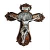 St. Benedict Wood Look Catholic Wall Crucifix view 1