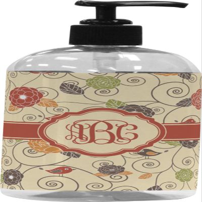 YouCustomizeIt Personalized Fall Flowers Plastic Soap/Lotion Dispenser (16 oz - Large - Black)