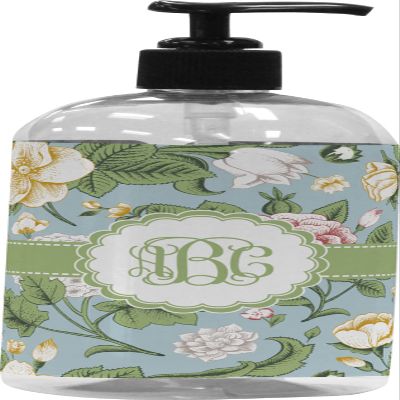 YouCustomizeIt Personalized Vintage Floral Plastic Soap/Lotion Dispenser (16 oz - Large - Black)