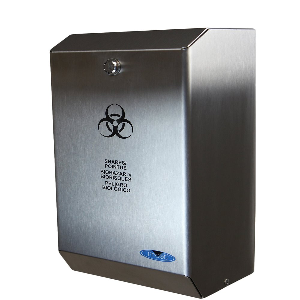 Frost 878 Stainless Steel Biomedical Sharps Disposal, 4.23 quarts, 5.9" Thickness, Stainless Steel, Brushed Finish