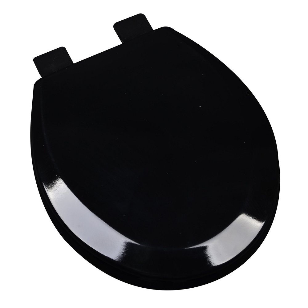 Bath Dcor 1F1R5-90 Premium Molded Wood Round Toilet Seat with Adjustable Hinge & OSG, Black
