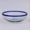 MexHandcraft Cobalt Blue Rim Three Sizes Snack Bowls (set of 3), Recycled Glass, Lead-free, Toxin-Free view 3