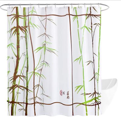 Get Orange Bamboo Shower Curtain Classical Bamboo Polyester Fabric Shower Curtain 72" X 72"