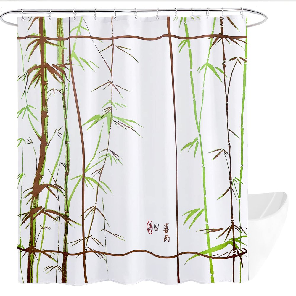 Get Orange Bamboo Shower Curtain Classical Bamboo Polyester Fabric Shower Curtain 72" X 72"