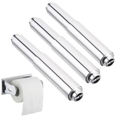 Bememo 3 Pack Toilet Paper Holder Roller Toilet Tissue Holder Replacement Plastic Spring Loaded (Chrome Big End)