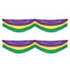 Beistle 2-Pack Mardis Gras Fabric Bunting, Purple/Yellow/Green Hanging Decorations with Drawstrings for Porch or Tables, Indoor & Outdoor NOLA Decor, 5' 10" view 1