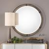 MY SWANKY HOME Mid Century Modern Gold Bronze Round Mirror | 36" Thin Frame Minimalist Metal view 2