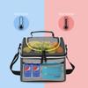 Tirrinia Reusable Lunch Box for Men Women, Insulated Lunch Bag Adult Work, Double Decker Leakproof Lunchbox for Office Picnic BeachDual Compartment Lunch Cooler Bag,Gray view 2