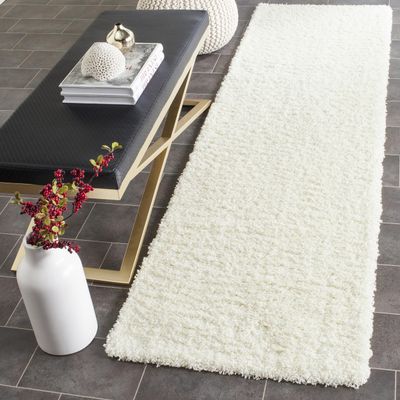 SAFAVIEH Laguna Shag Collection Runner Rug - 2'3" x 8', Ivory, Solid Design, Non-Shedding & Easy Care, 2-inch Thick Ideal for High Traffic Areas in Living Room, Bedroom (SGL303A)