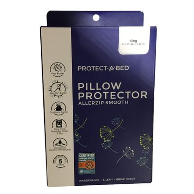Protect-A-Bed, AllerZip Pillow Protector, Zippered, Waterproof, 2-pack, King Size