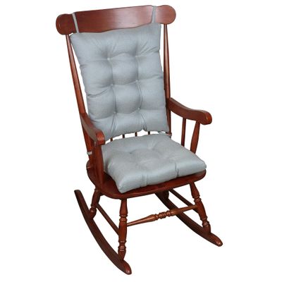 Klear Vu Omega Non-Slip Rocking Chair Cushion Set, Assembled in USA, Thick Padding & Tufted Design, Includes Seat Pad & Back Pillow with Ties, 17x17 Inches, 2-Piece Set, Solid Gray