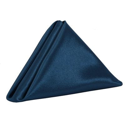 YOUR CHAIR COVERS - 20 inch Satin Washable Oversized Cloth Napkins, Hemmed Reusable Table Napkins for Restaurant, Dinner, Bistro, Wedding, Event, Parties, Kitchen - Navy Blue (Pack of 10)