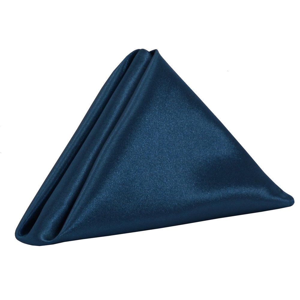 YOUR CHAIR COVERS - 20 inch Satin Washable Oversized Cloth Napkins, Hemmed Reusable Table Napkins for Restaurant, Dinner, Bistro, Wedding, Event, Parties, Kitchen - Navy Blue (Pack of 10)