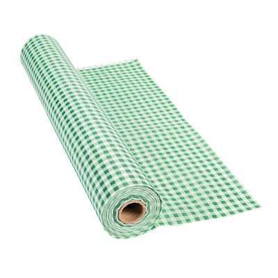 Fun Express Green Gingham Plastic Tablecloth Roll - Party Supplies - 100 feet