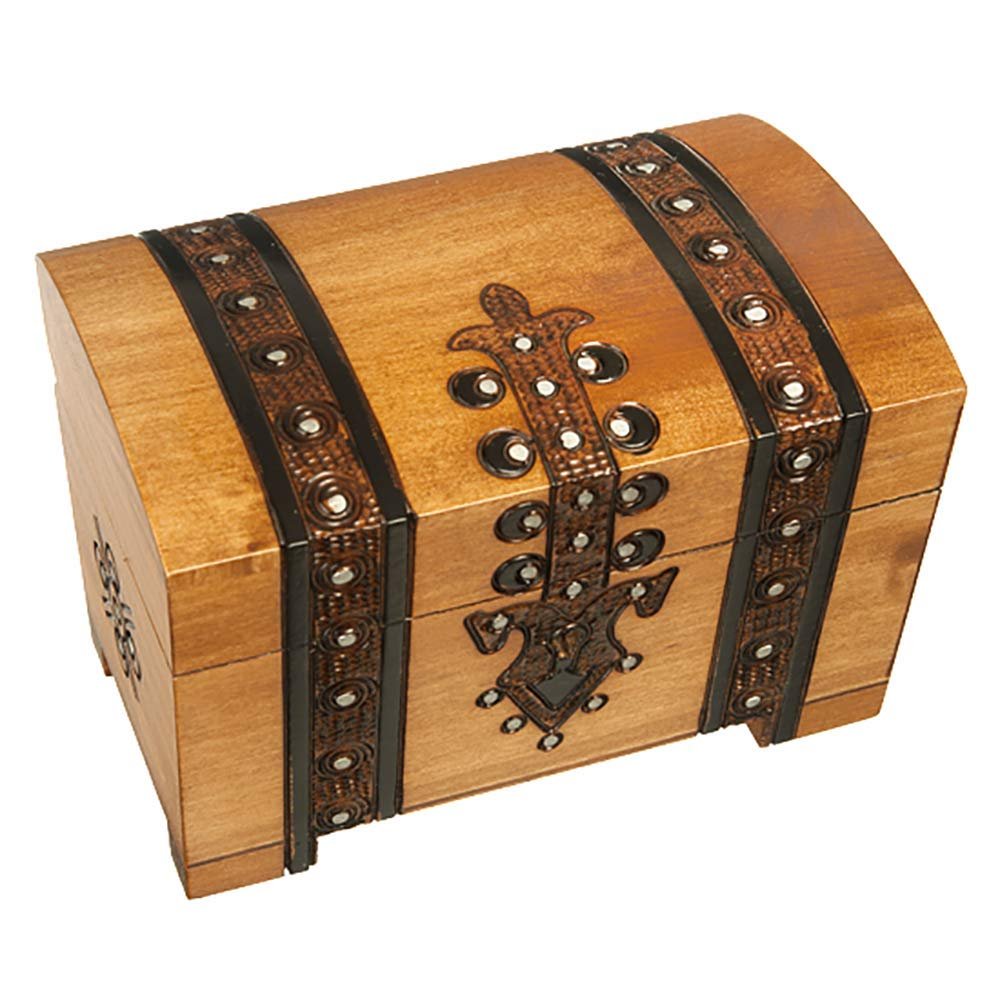 Natural Linden Wood Scout Treasure Chest with Lock and Key